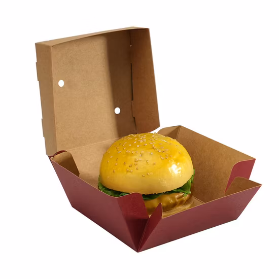 관례 Cmyk는 200 GSM C1s 아트지 마분지 간이 식품 급료 버거 음식 핫도그 와플 시럽 콘테이너 상자를 인쇄했습니다